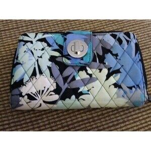 VERA BRADLEY FLORAL RFID Turnlock Zipper Wallet